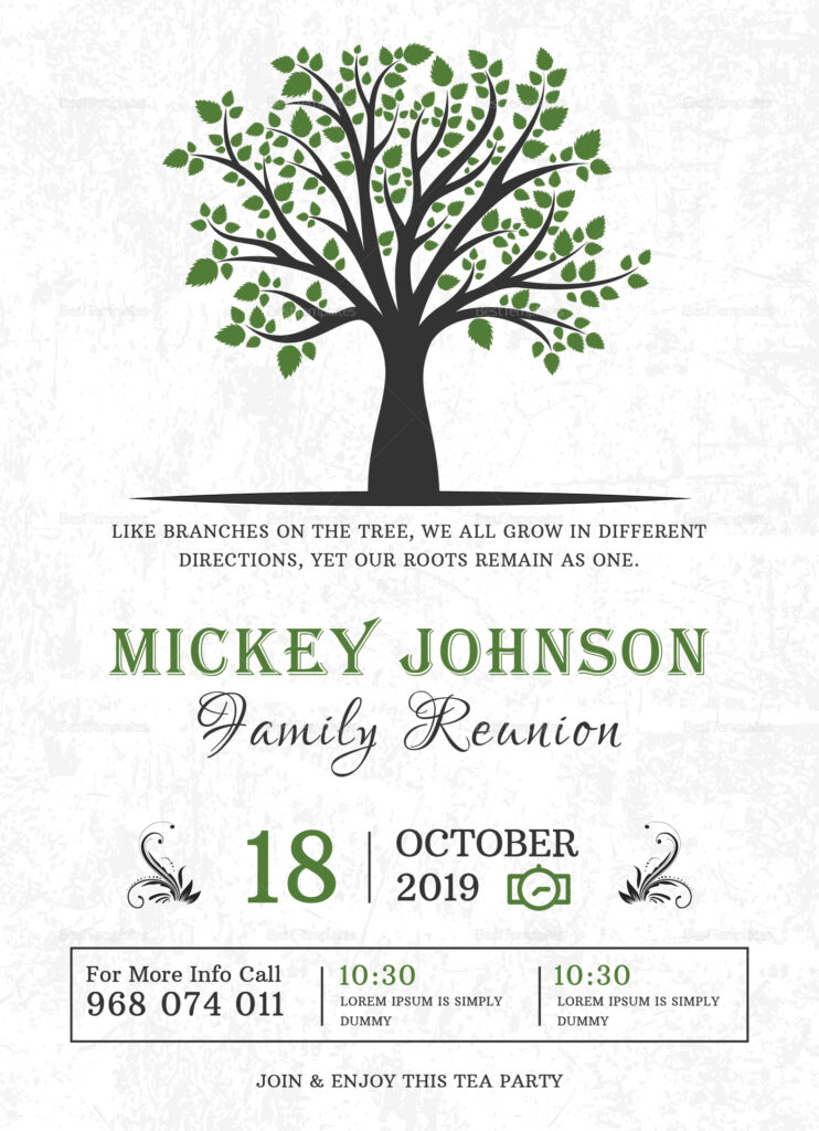Classic Family Reunion Invitation Design Template In Word PSD Publisher
