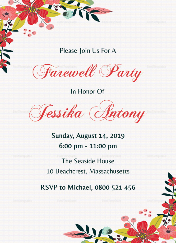 Classic Farewell Party Invitation Design Template In Word PSD Publisher