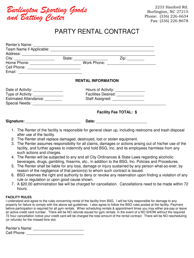 Contract For Balloon Decor And Party Rental Fill Online Printable