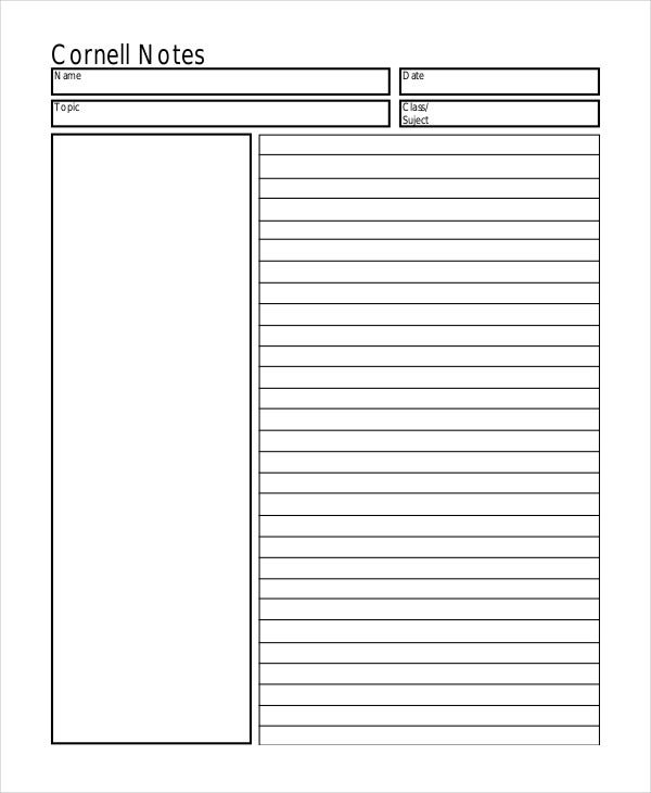 Cornell Notes Template 9 Free Word PDF Documents Download Free