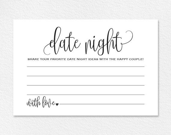 Date Night Cards Date Night Ideas Date Jar Wedding Advice Card 