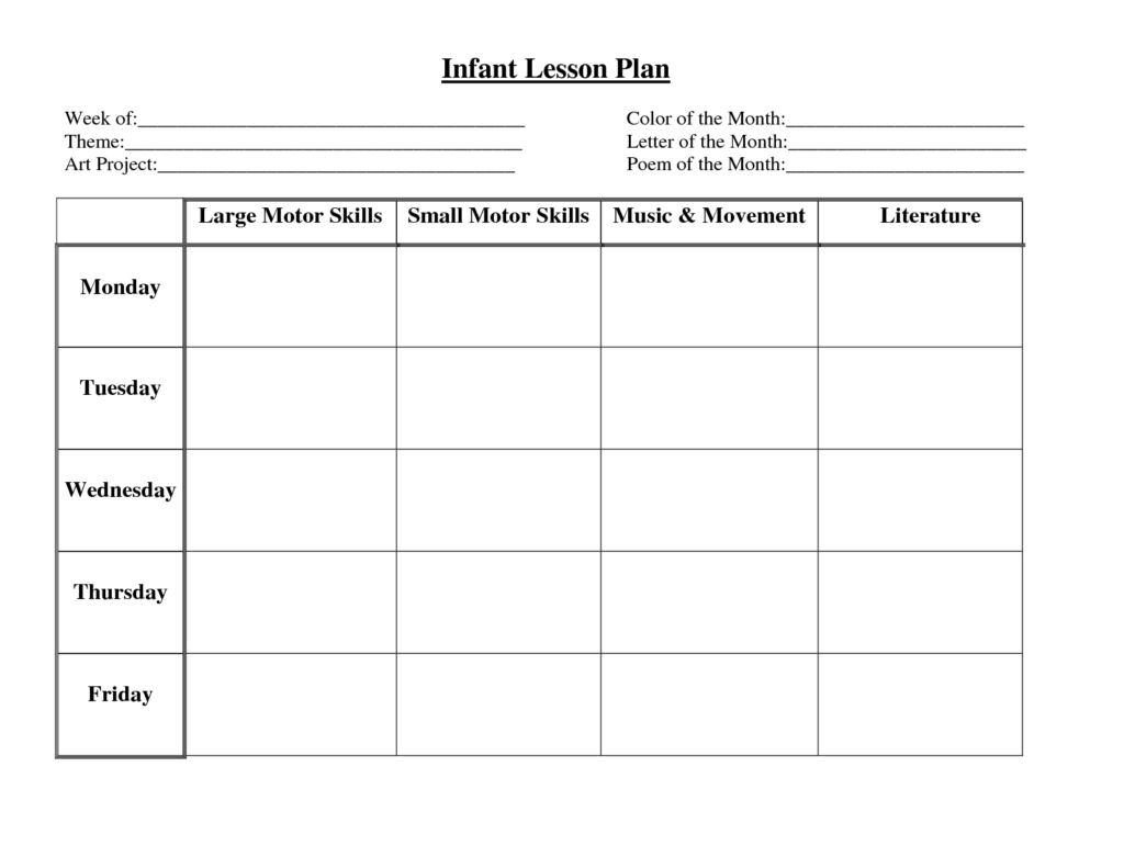 Daycare Weekly Lesson Plan Template Example Calendar Printable
