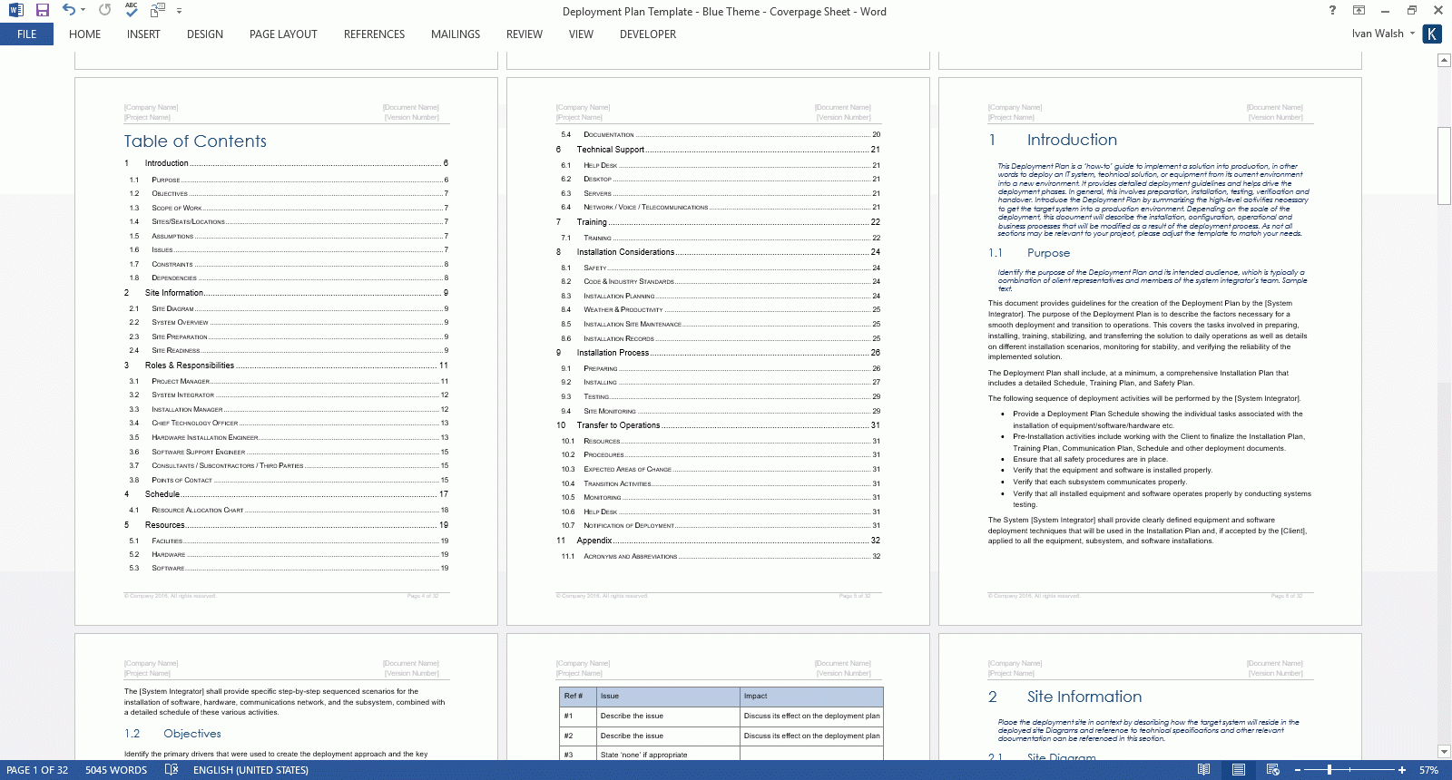 Deployment Plan Template MS Word Templates Forms Checklists For 