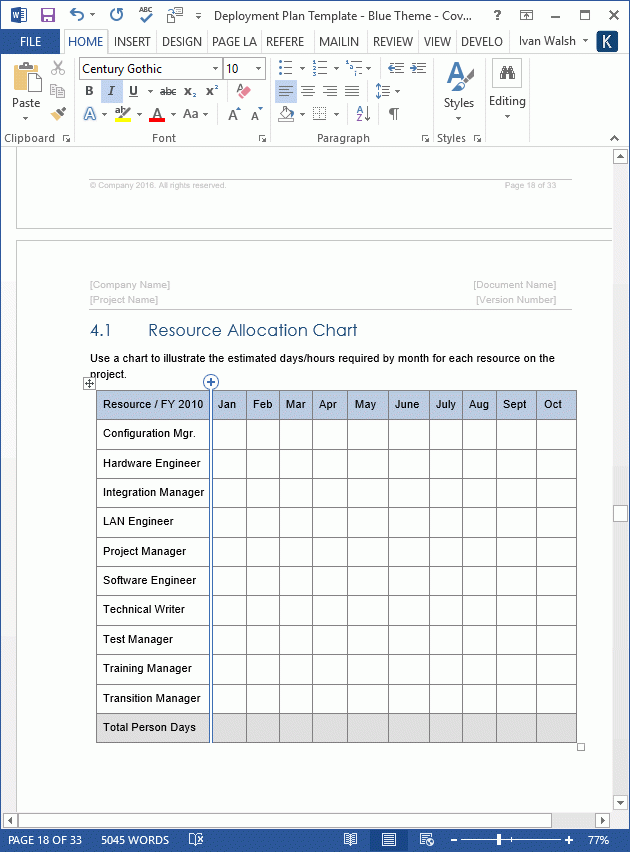 Deployment Plan Template MS Word Templates Forms Checklists For