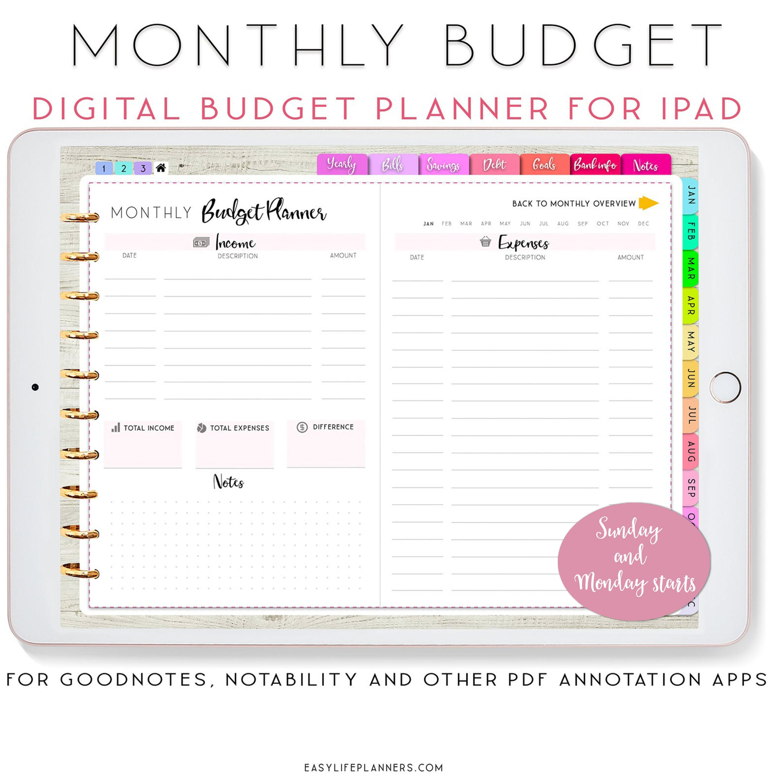 Digital Planner Goodnotes Planner IPad Planner Goodnotes Template 