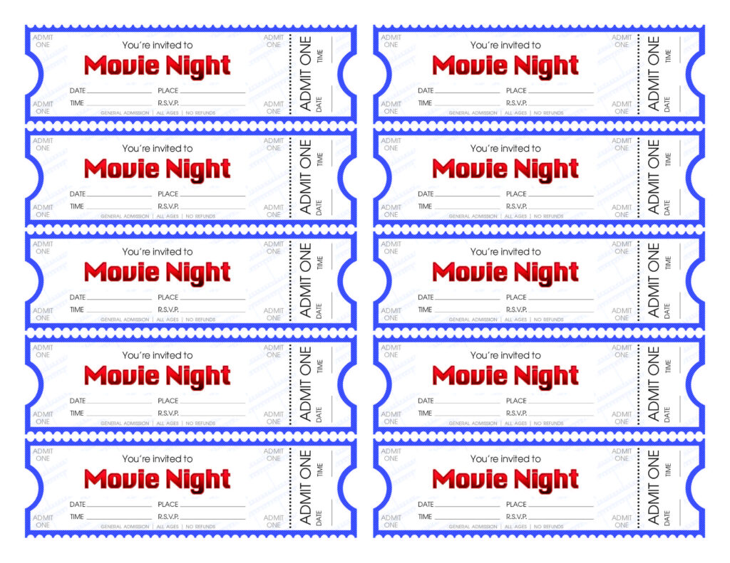 DIY Tickets For Movie Night Movie Night Flyer Movie Ticket Template