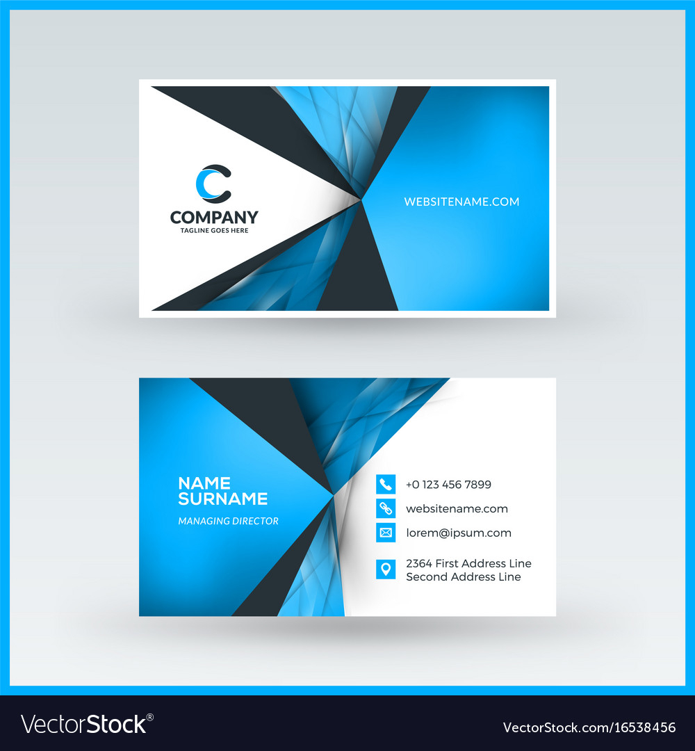 Double sided Horizontal Business Card Template Vector Image