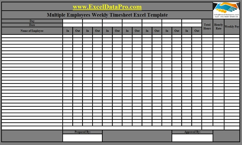 Download Multiple Employees Weekly Timesheet Excel Template ExcelDataPro