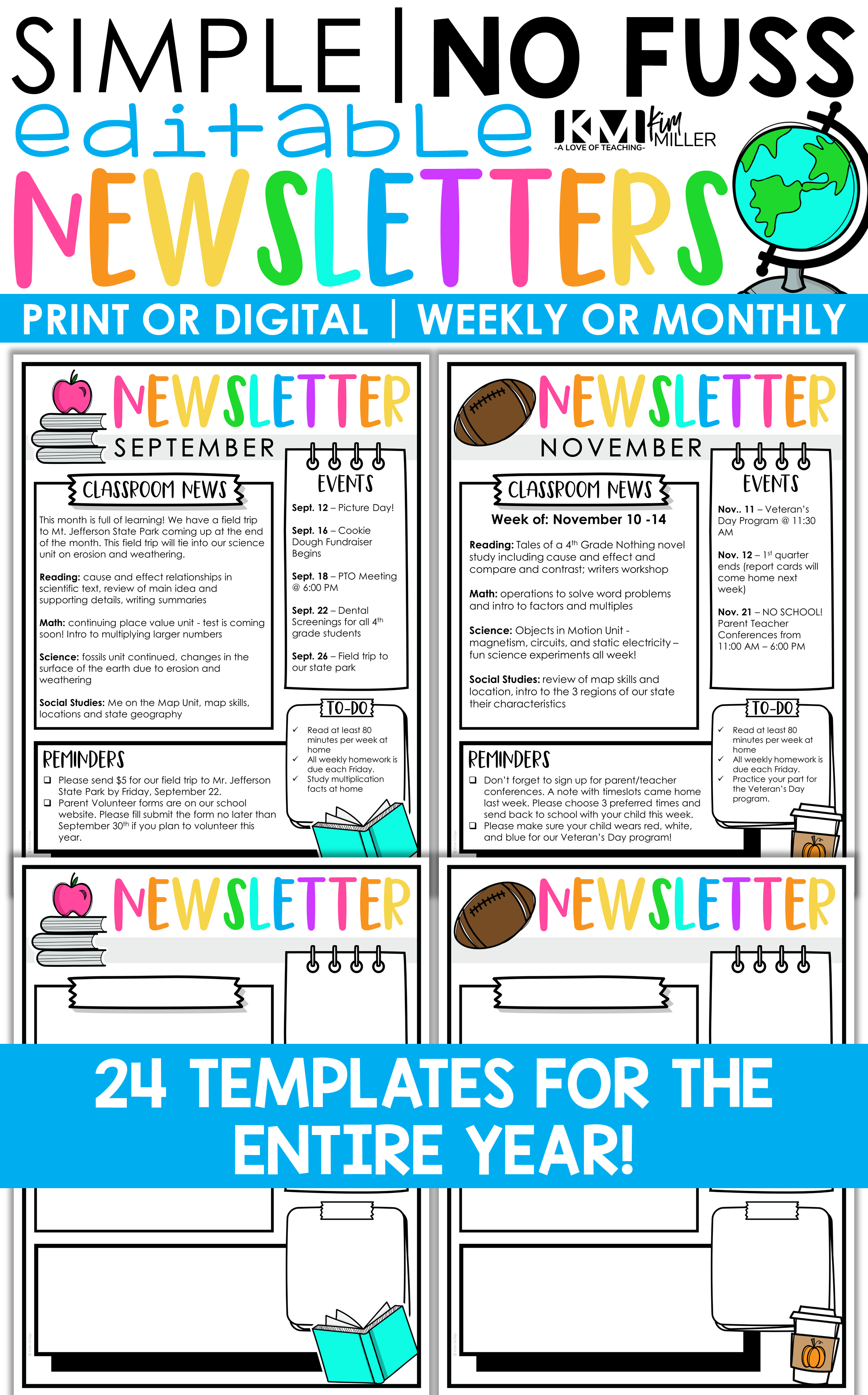 Editable Classroom Newsletter Templates Print Or Digital PPT Or 