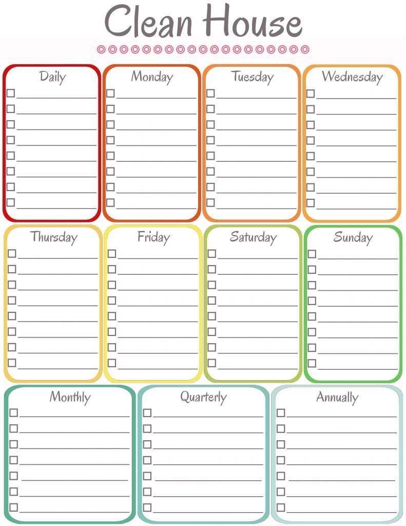 Editable Cleaning Schedule Template Emmamcintyrephotography