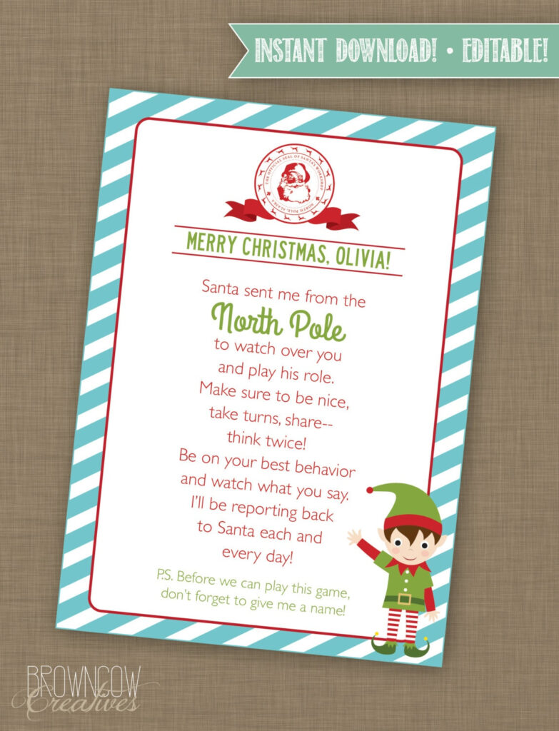 EDITABLE Elf Letter Elf Printable With Envelope