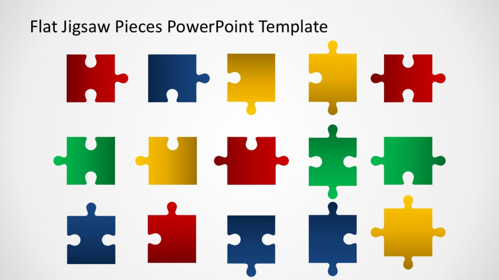 Editable Flat Jigsaw Pieces PowerPoint Template SlideModel