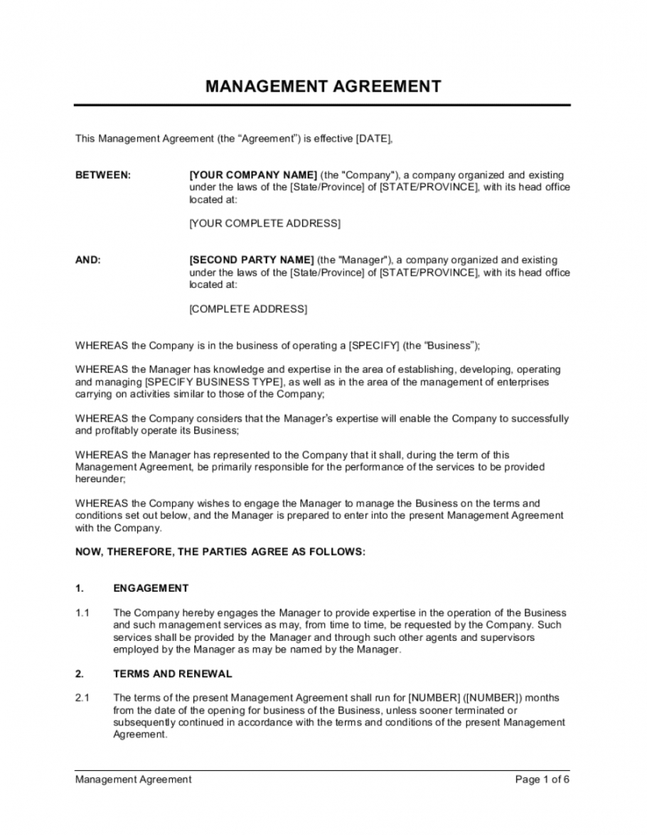 Editable Management Agreement Template Businessinabox Business 