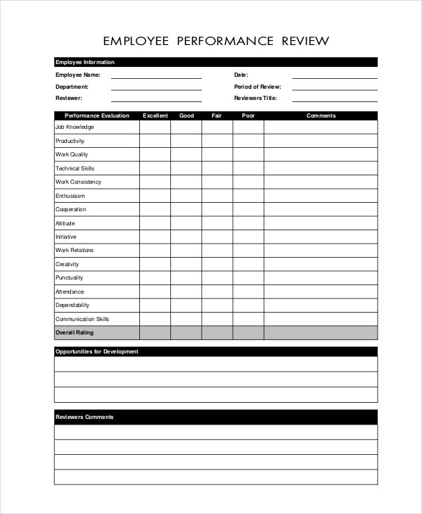 Employee Review Templates 21 Free PDF Documents Download Free