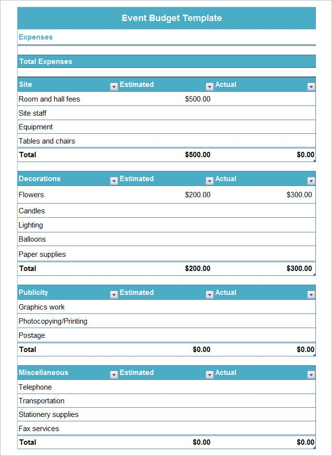 Event Budget Template 10 Free Word Excel PDF Documents Download 
