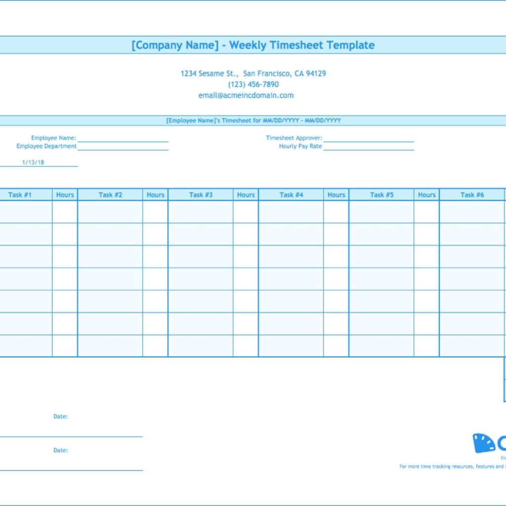 Excel Time Tracking Spreadsheet For Weekly Timesheet Template Free 