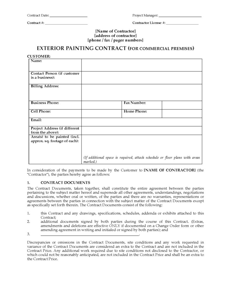 Exterior Painting Contract Commercial Legal Forms And Business