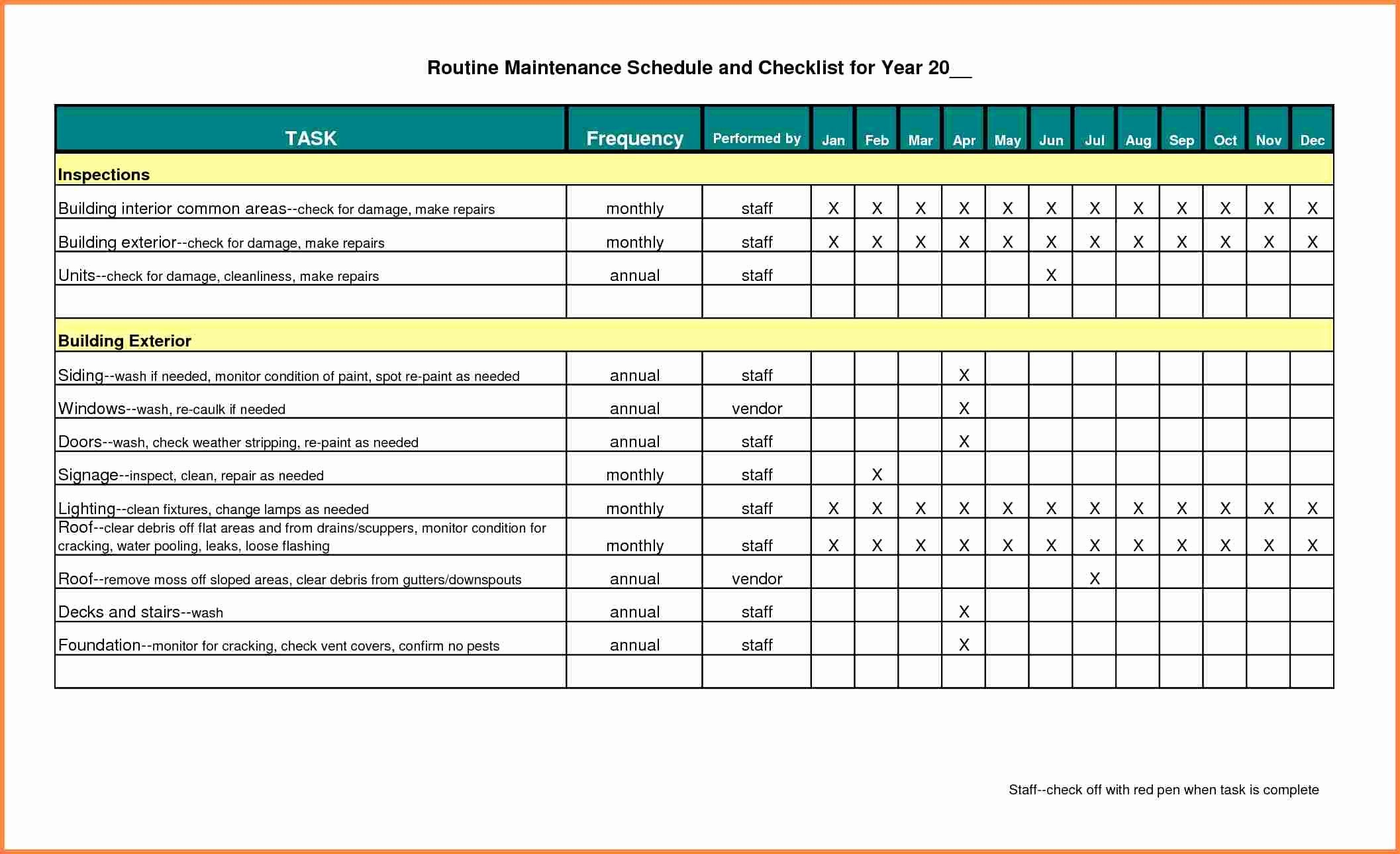 Facility Maintenance Schedule Excel Template Beautiful Building 