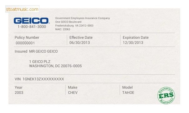 Fake Geico Insurance Card Template Stoatmusic In Insurance Card 