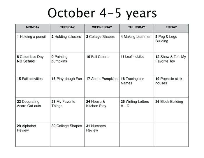 Fall Pre K Weekly Lesson Plan Template Free Plans For Preschool 