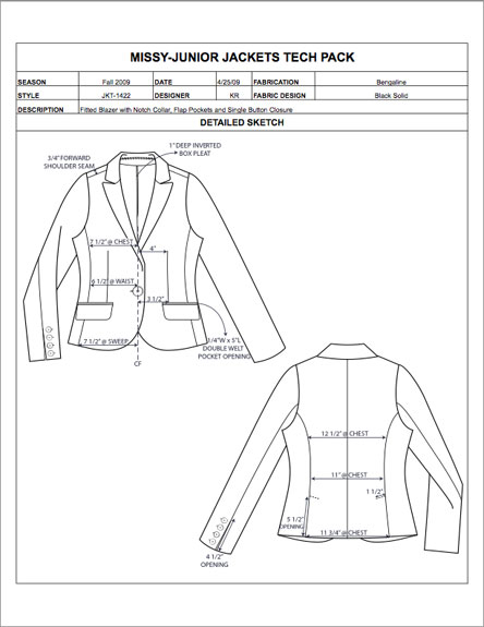 Fashion Apparel Tech Pack Templates My Practical Skills My 