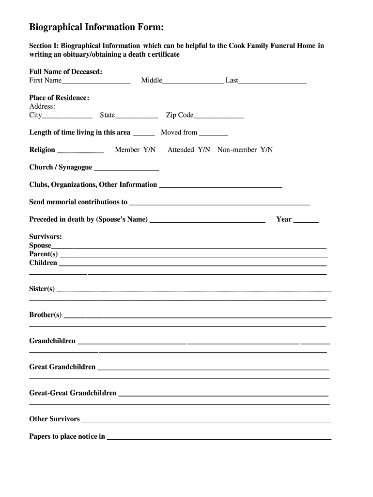 Fill In The Blank Obituary Template Form Fill Out And Sign Printable