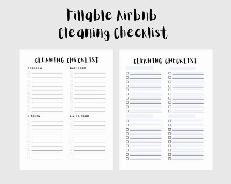 Fillable And Editable Airbnb Printable Cleaning Checklist Etsy