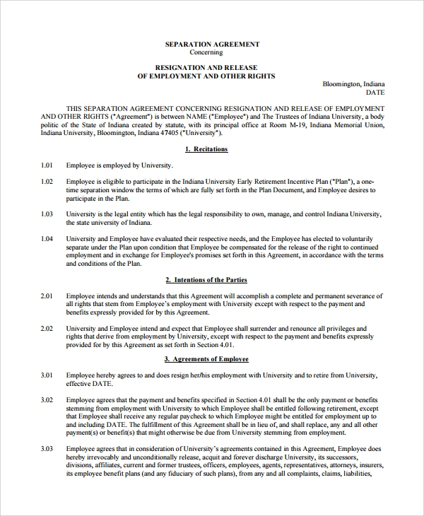 FREE 10 Sample Employment Separation Agreement Templates In PDF MS
