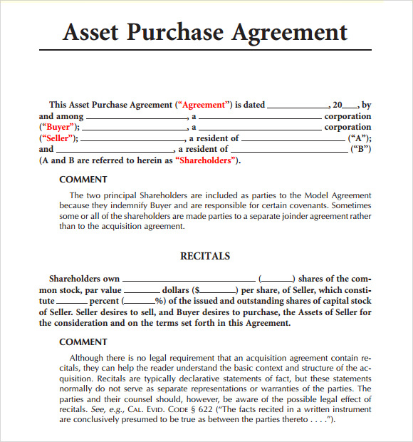 FREE 12 Sample Asset Purchase Agreement Templates In PDF MS Word