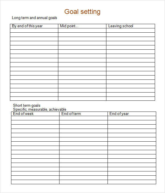FREE 12 Sample Goal Setting Templates In PDF MS Word