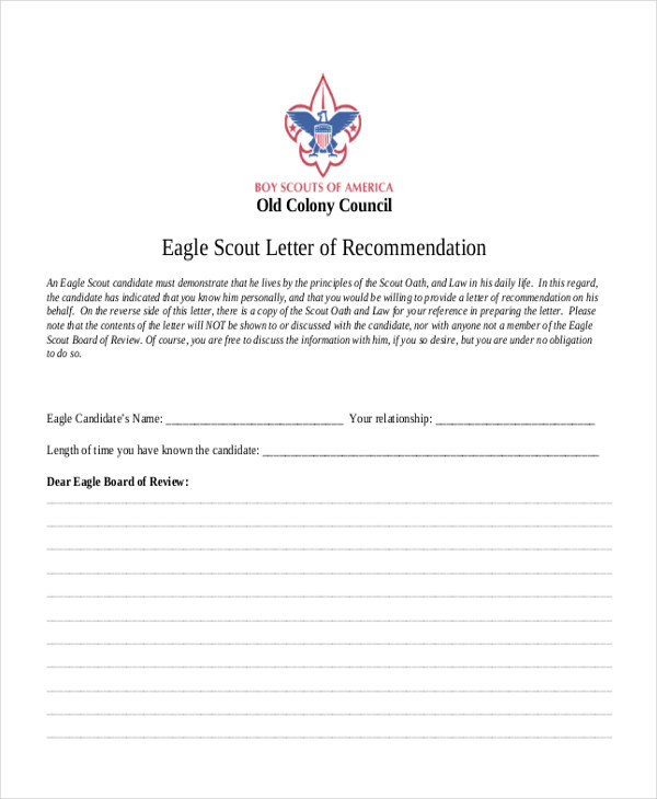 FREE 13 Sample Eagle Scout Recommendation Letter Templates In PDF MS