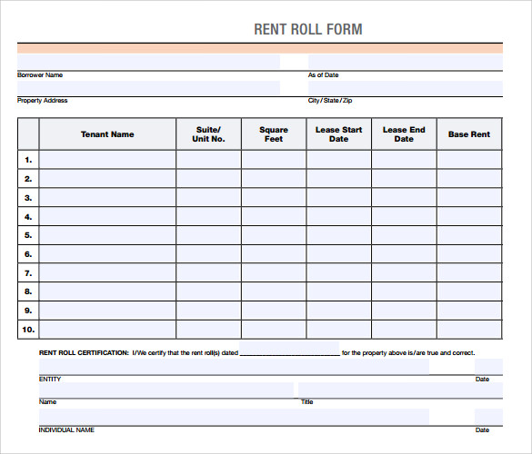 FREE 14 Rent Roll Form Templates In PDF MS Word