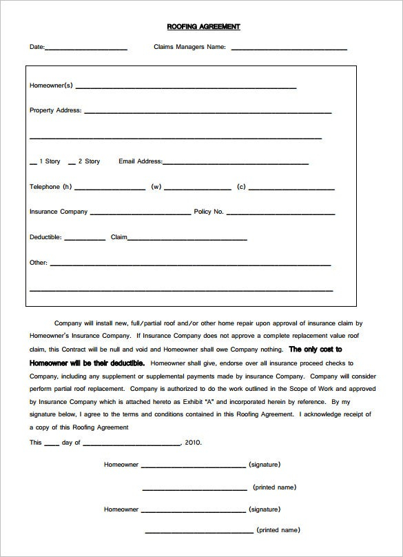 FREE 15 Roofing Contract Templates In MS Word PDF Google Docs