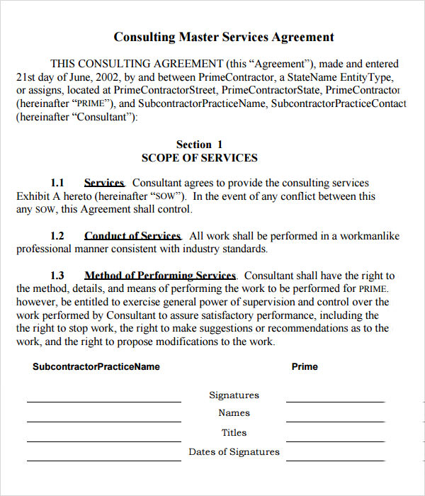 FREE 15 Sample Master Service Agreement Templates In PDF MS Word Pages