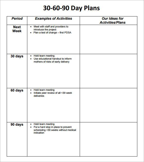FREE 18 30 60 90 Day Action Plan Samples In PDF MS Word Pages