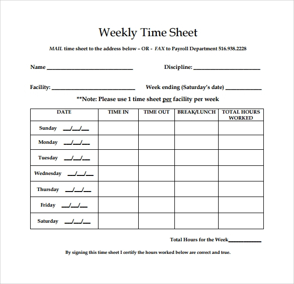 FREE 18 Sample Weekly Timesheet Templates In Google Docs Google