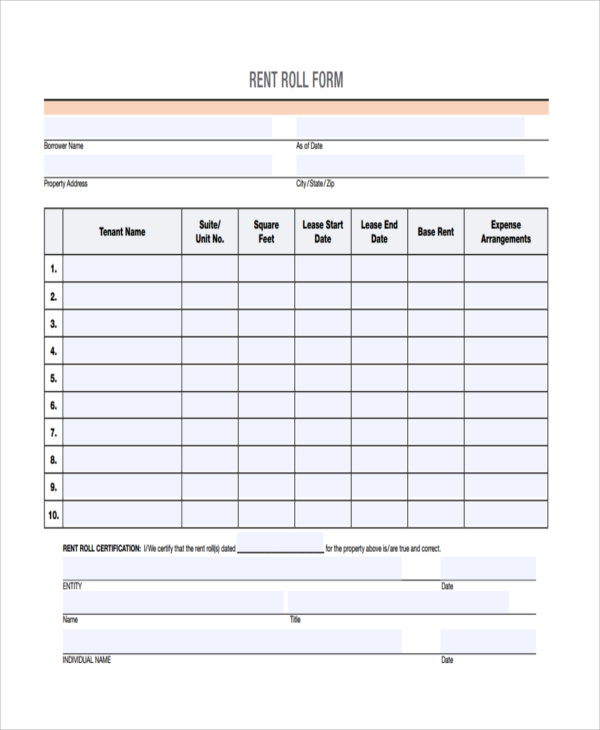 FREE 19 Rent Roll Forms In PDF MS Word Excel