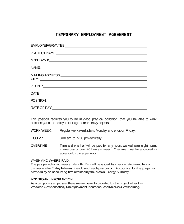 FREE 19 Sample Employment Agreement Templates In PDF MS Word