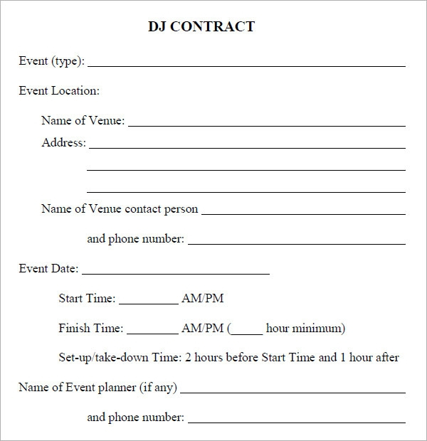 FREE 20 Sample Best DJ Contract Templates In Google Docs MS Word 