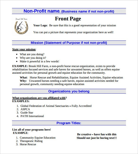 FREE 23 Non Profit Business Plan Templates In PDF Google Docs MS