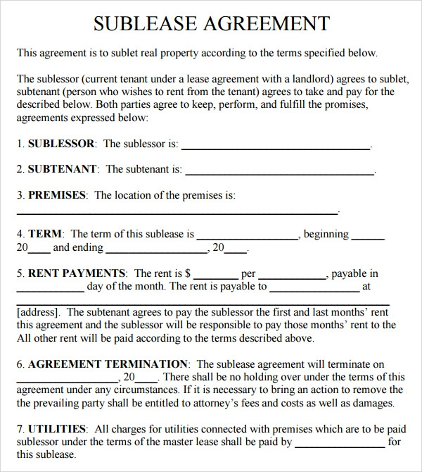 FREE 25 Sample Sublease Agreement Templates In Google Docs MS Word 