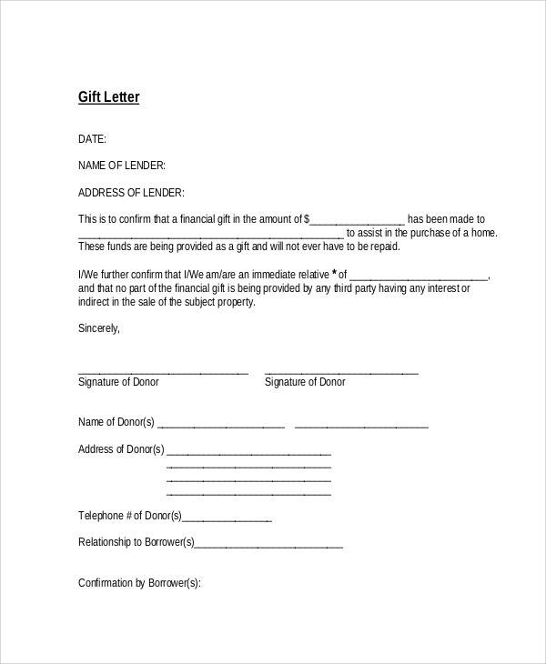 FREE 45 Sample Gift Letter Templates In PDF MS Word Pages Google