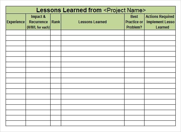 FREE 5 Lesson Learned Samples In PDF MS Word Excel