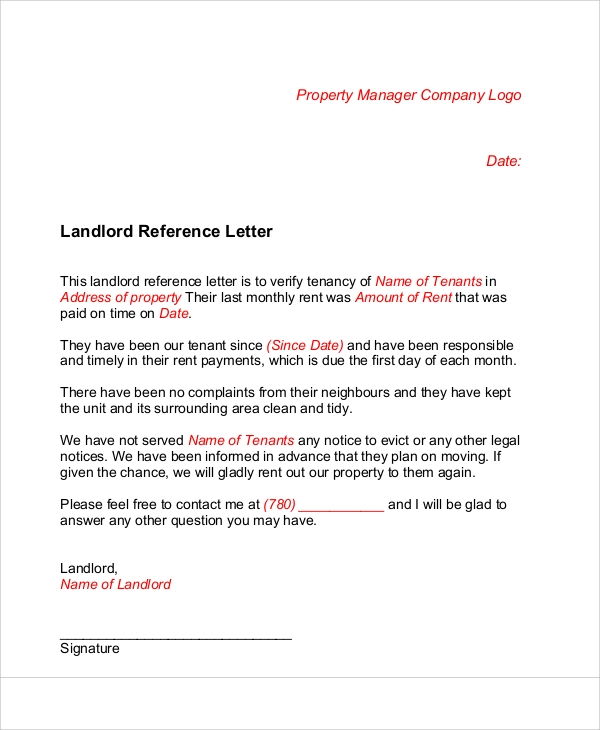 FREE 6 Sample Landlord Recommendation Letter Templates In PDF MS Word
