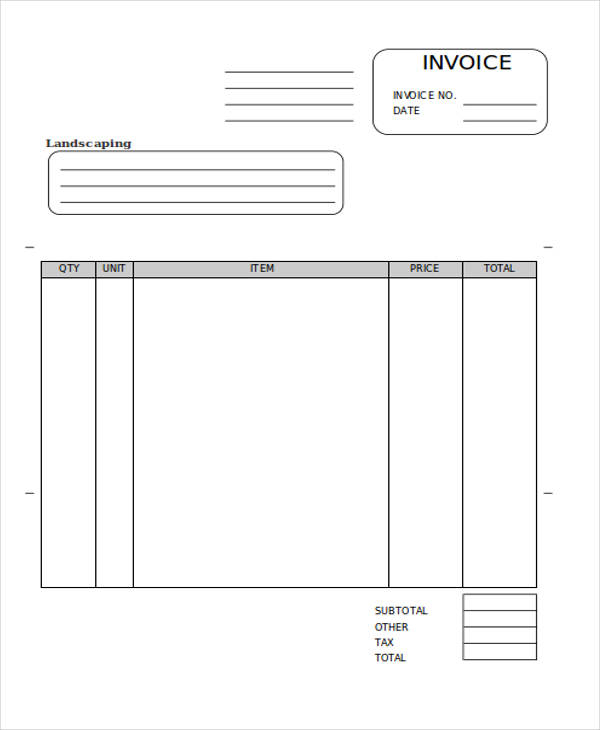 FREE 6 Sample Landscaping Invoices In PDF MS Word Excel
