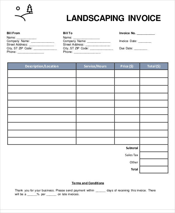 FREE 6 Sample Landscaping Invoices In PDF MS Word Excel