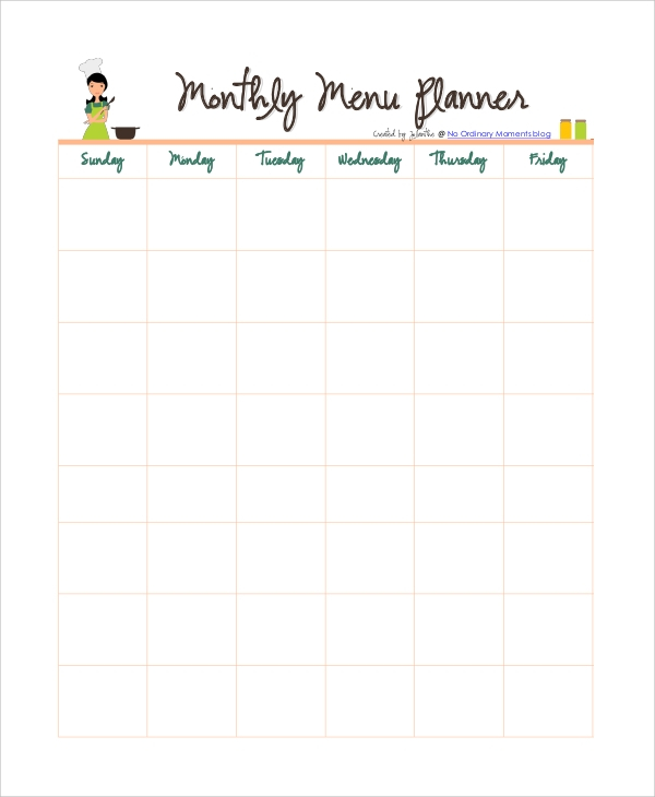 FREE 7 Sample Meal Planning Templates In MS Word PDF