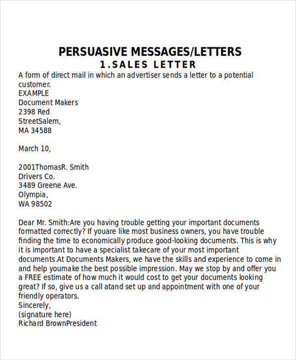 FREE 7 Sample Persuasive Business Letter Templates In MS Word PDF