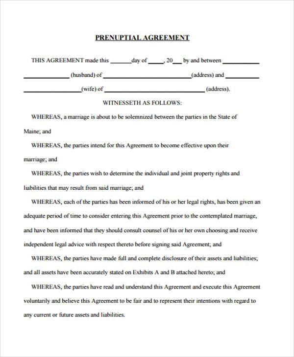 FREE 7 Sample Postnuptial Agreement Forms In PDF MS Word