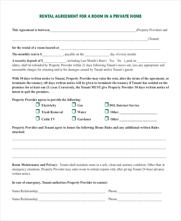 FREE 7 Sample Rental Agreement Month To Month Forms In PDF MS Word